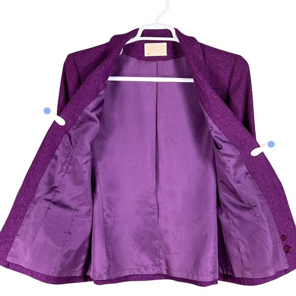 Pendleton Women 14 Pure Virgin Wool Blazer Purple Tweed Jacket USA Made Timeless - Picture 4 of 16